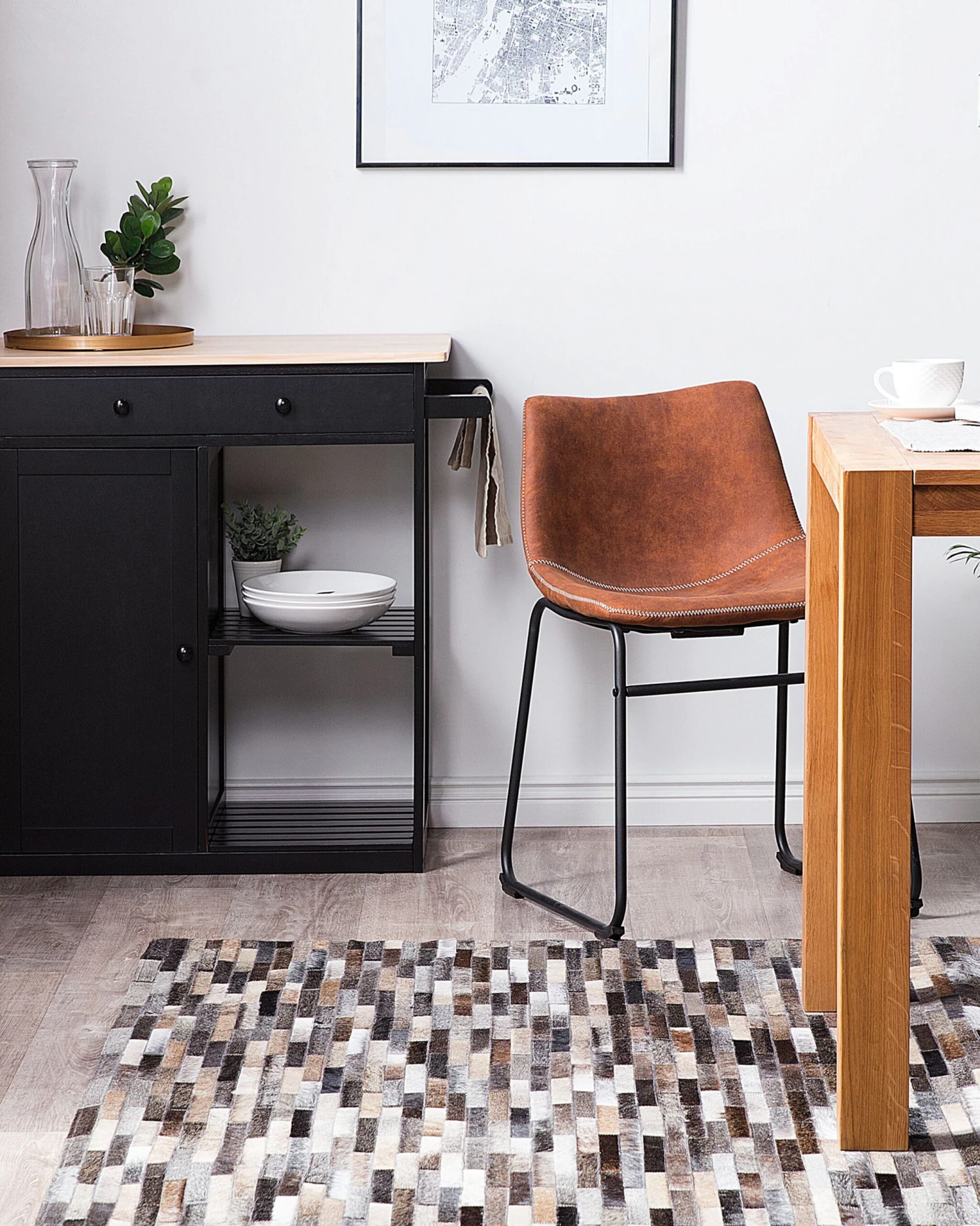 Matto Lehmännahka Ruskea/harmaa 140 X 200 Cm AHILLI - Image 2