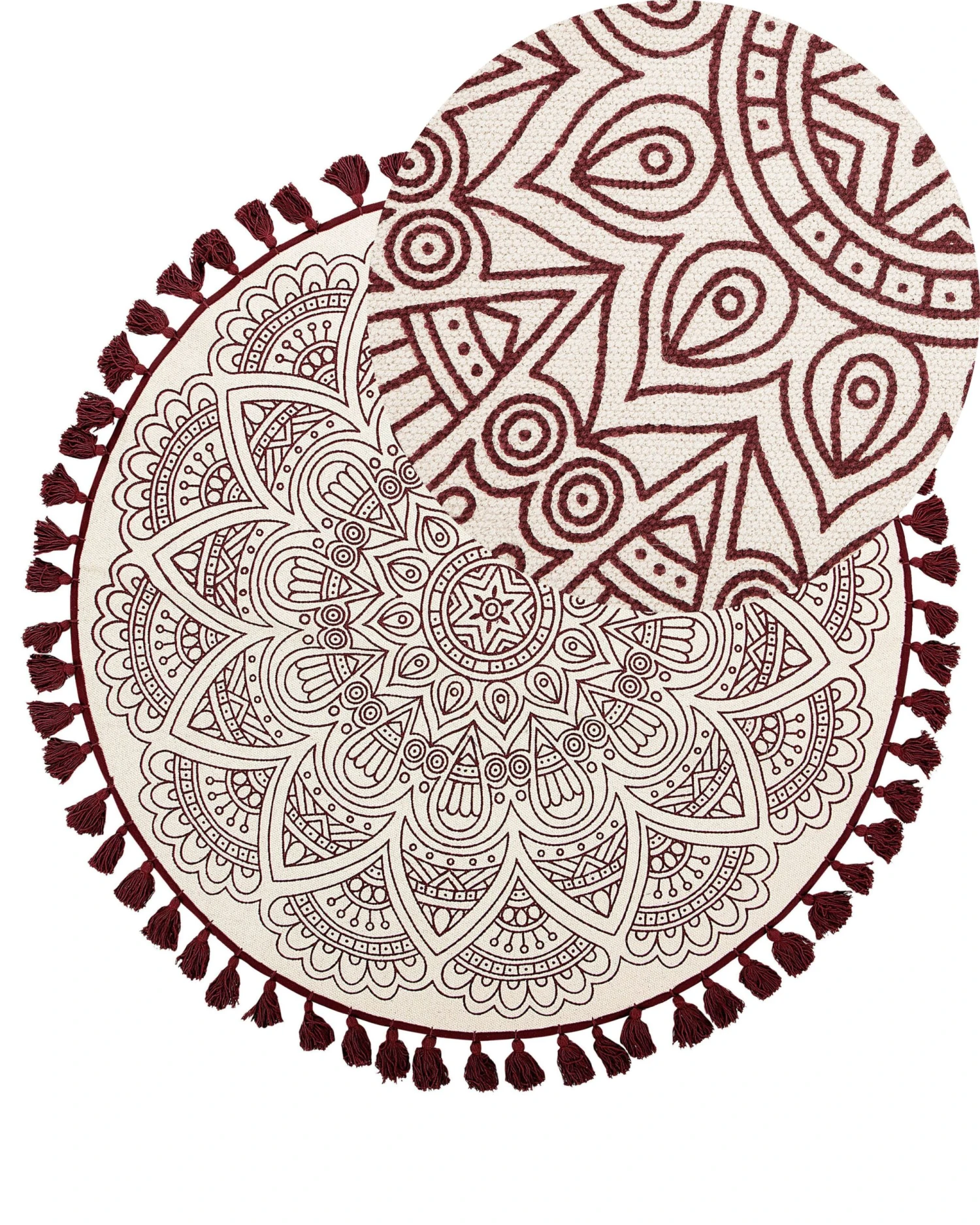 Matto Puuvilla Kermanvalkoinen/punainen ø 120 Cm AYAKLI