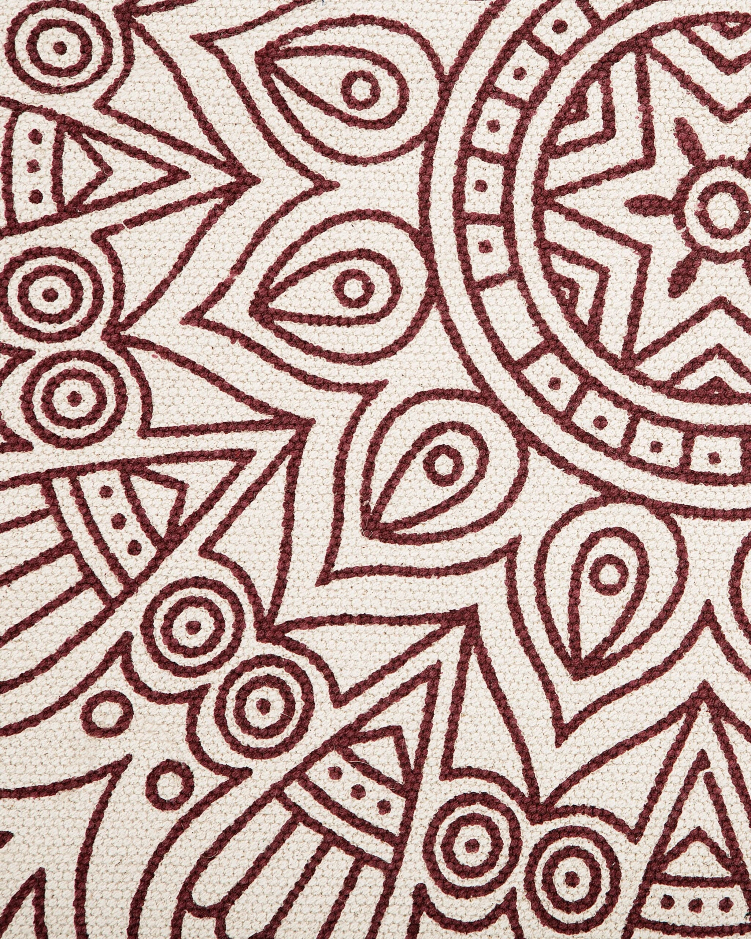 Matto Puuvilla Kermanvalkoinen/punainen ø 120 Cm AYAKLI - Image 3