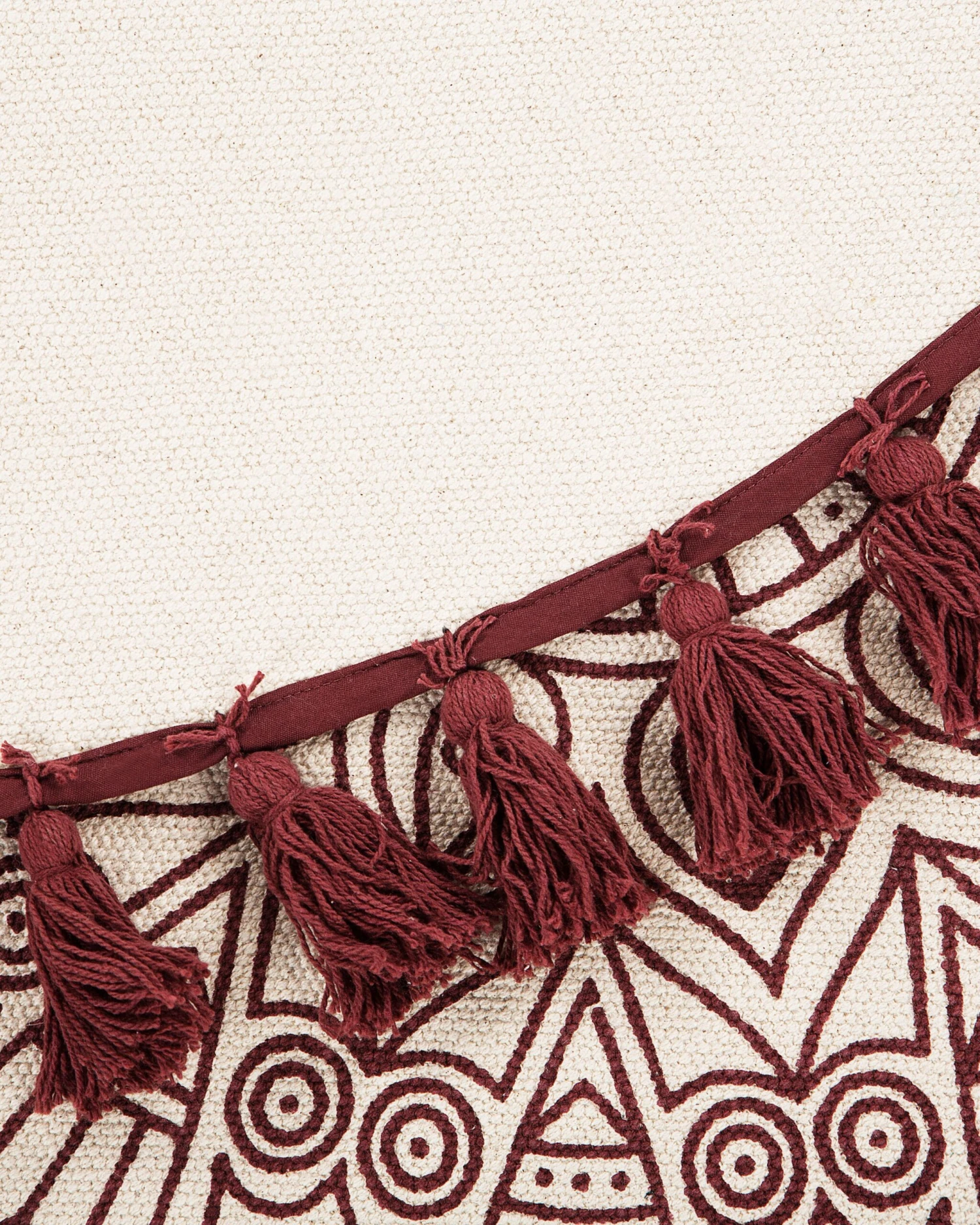 Matto Puuvilla Kermanvalkoinen/punainen ø 120 Cm AYAKLI - Image 4