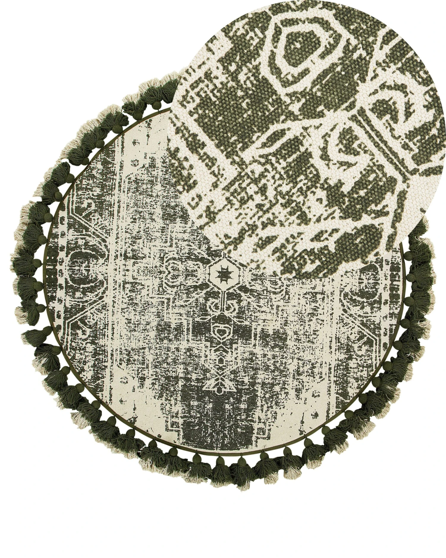 Matto Puuvilla Kermanvalkoinen/vihreä ø 120 Cm KAHTA