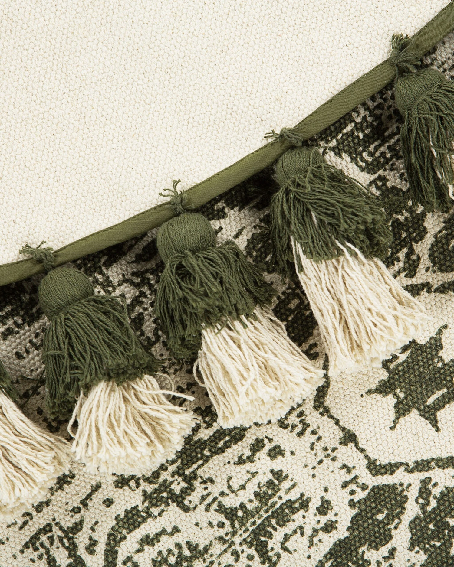 Matto Puuvilla Kermanvalkoinen/vihreä ø 120 Cm KAHTA - Image 4