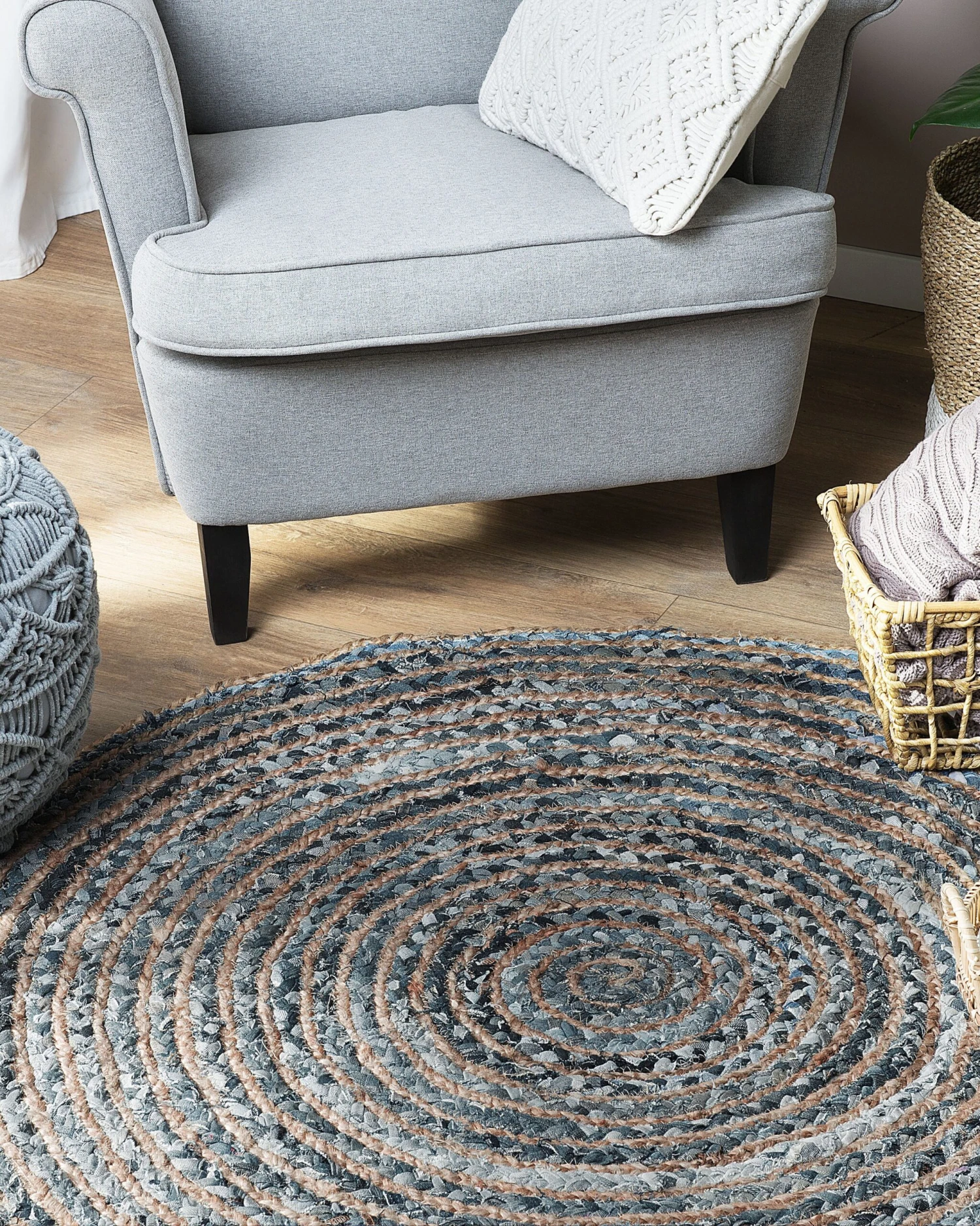 Matto Juutti Sininen/beige 120 Cm MASLAK 4 Matto Juutti Sininen/beige 120 Cm MASLAK - Image 2