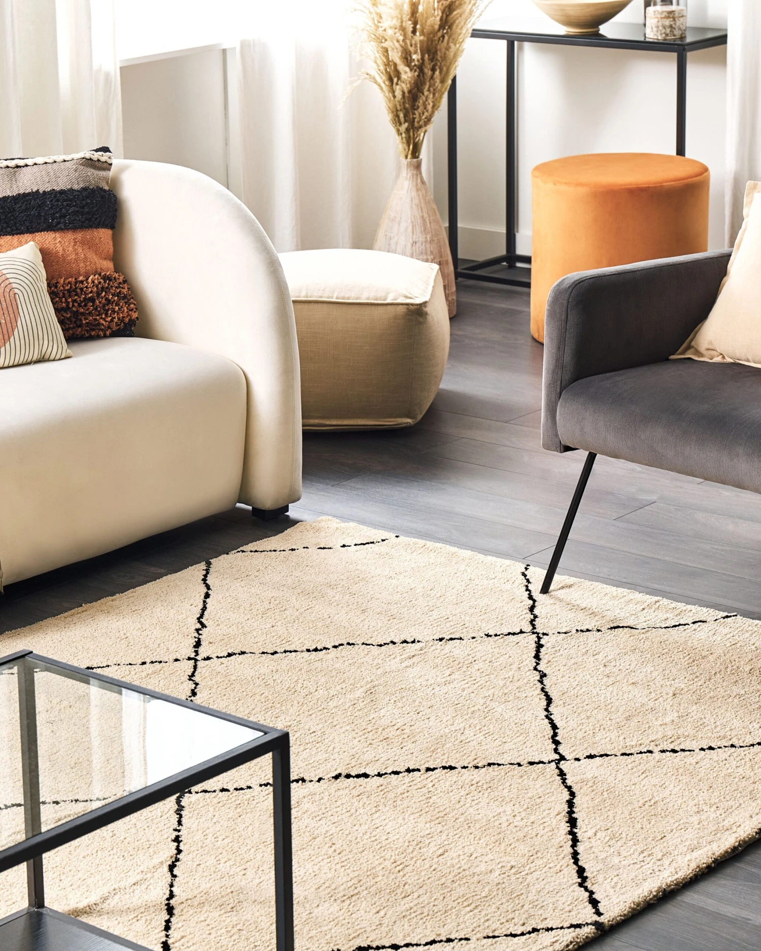 Matto Kangas Beige/musta MUTKI Useita Kokoja 4 Matto Kangas Beige/musta MUTKI Useita Kokoja - Image 2