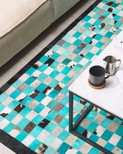 Matto Nahka Turkoosi/harmaa NIKFER Useita Kokoja -MattoMoodi kauppa undef src sa picid 758312 type color image