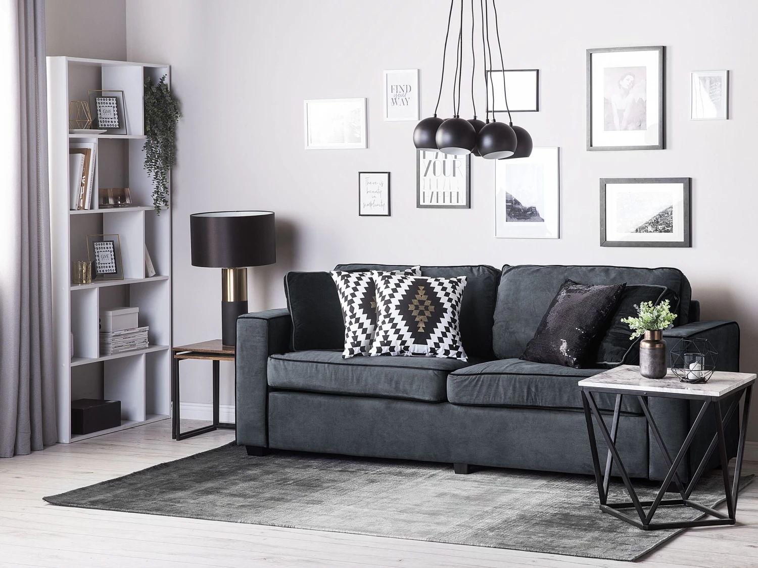 Matto Viskoosi Musta/harmaa ERCIS Useita Kokoja - Image 4