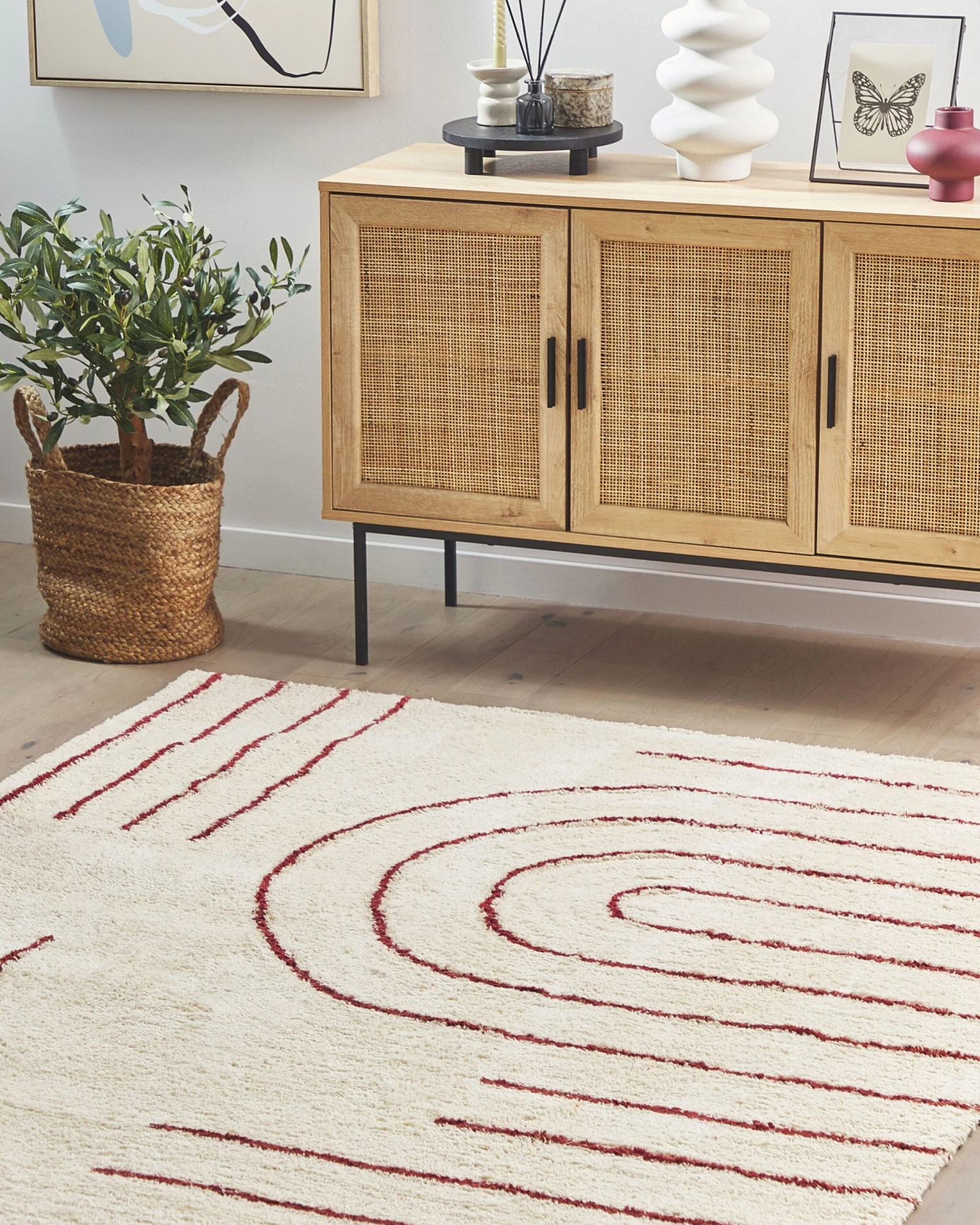 Matto Puuvilla Beige/punainen TIRUPATI Useita Kokoja - Image 2