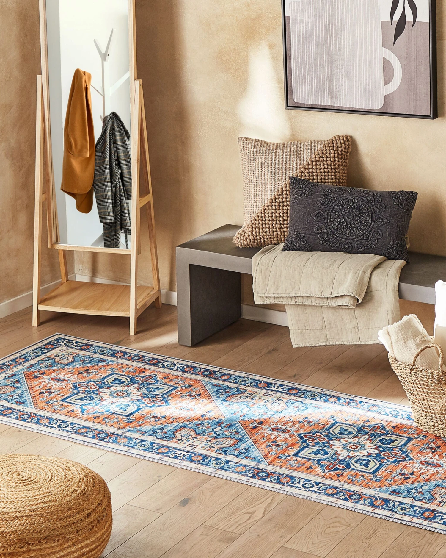 Matto Kangas Sininen/oranssi RITAPURAM Useita Kokoja - Image 2