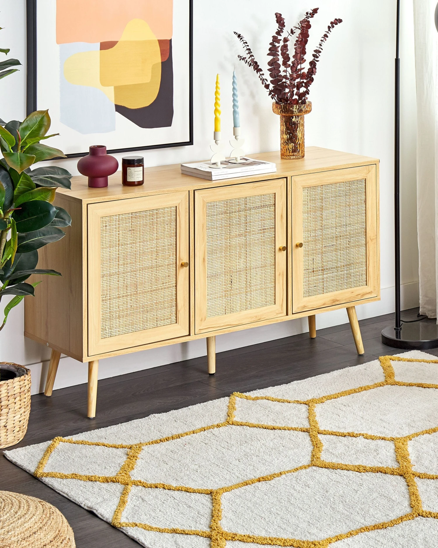 Matto Puuvilla Luonnonvalkoinen/keltainen 160 X 230 Cm BEYLER 3 Matto Puuvilla Luonnonvalkoinen/keltainen 160 X 230 Cm BEYLER - Image 2