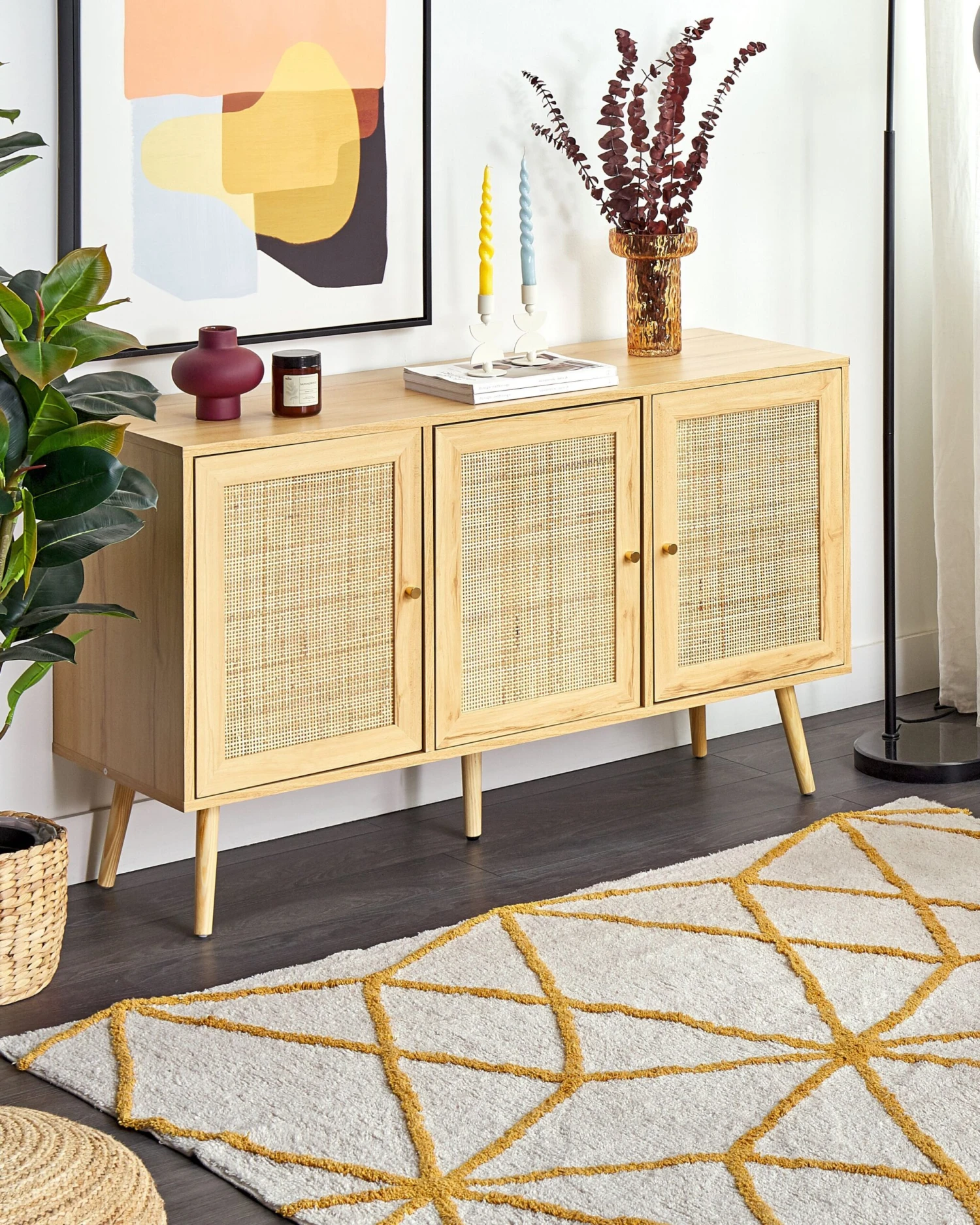 Matto Puuvilla Luonnonvalkoinen/keltainen 160 X 230 Cm MARAND 4 Matto Puuvilla Luonnonvalkoinen/keltainen 160 X 230 Cm MARAND - Image 2