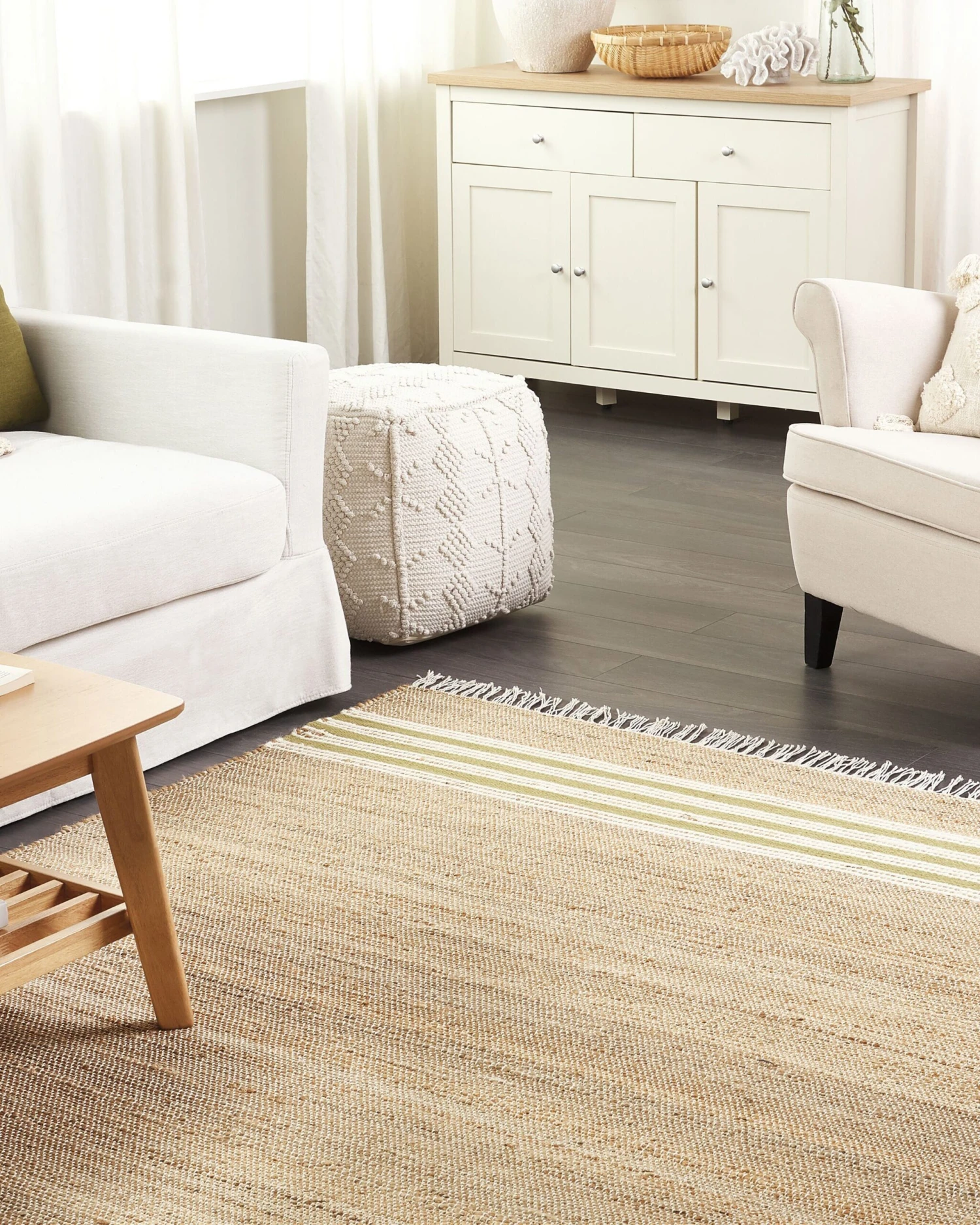 Matto Juutti Beige/vihreä MIRZA Useita Kokoja - Image 2