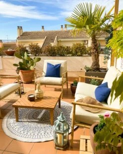 Ulkomatto Kaksipuolinen Sininen/valkoinen ⌀ 140 Cm YALAK -MattoMoodi kauppa undef src sa picid 851555 type whitesh image