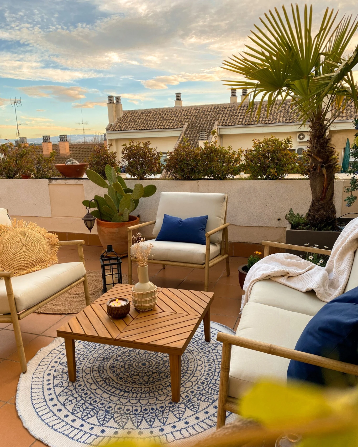 Ulkomatto Kaksipuolinen Sininen/valkoinen ⌀ 140 Cm YALAK - Image 6